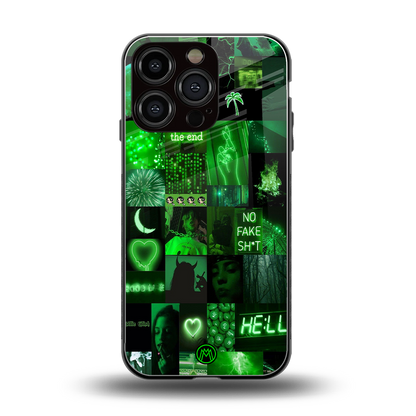 black green aesthetic collage back phone cover | glass case for iphone 16 pro