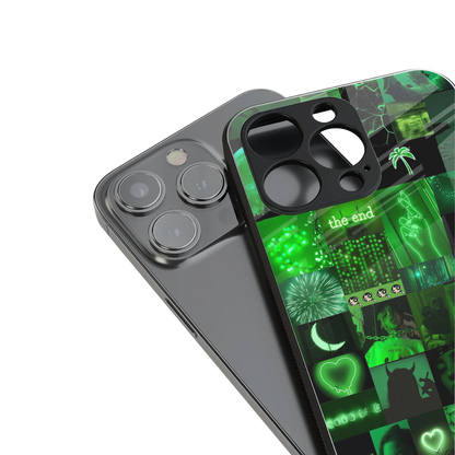 black green aesthetic collage back phone cover | glass case for iphone 15 pro