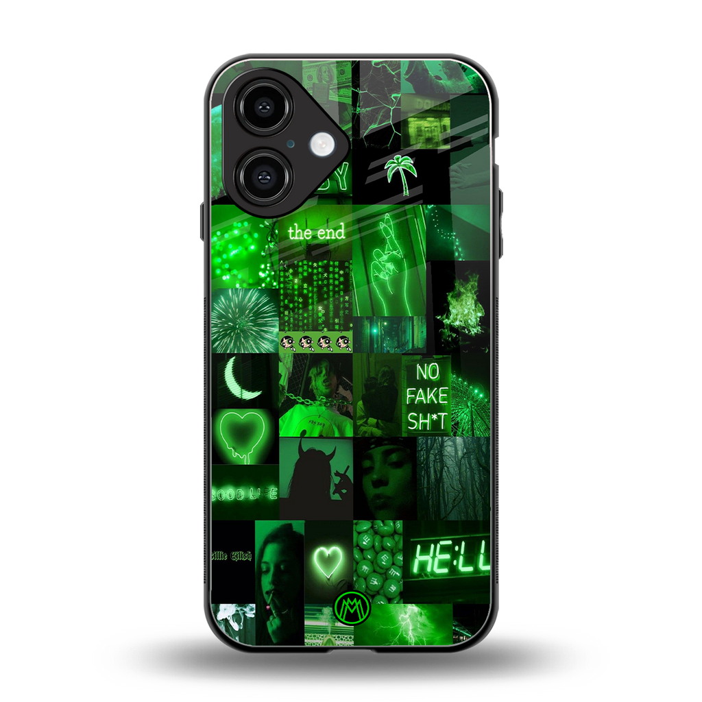 black green aesthetic collage back phone cover | glass case for iphone 16
