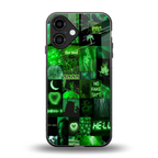 black green aesthetic collage back phone cover | glass case for iphone 16