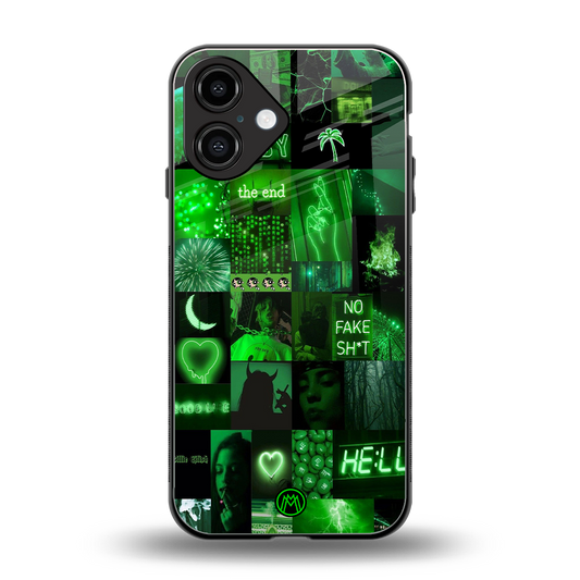 black green aesthetic collage back phone cover | glass case for iphone 16