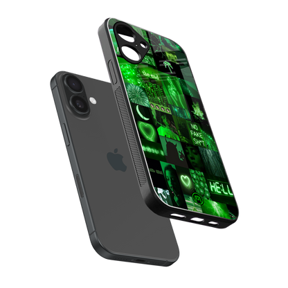 black green aesthetic collage back phone cover | glass case for iphone 16