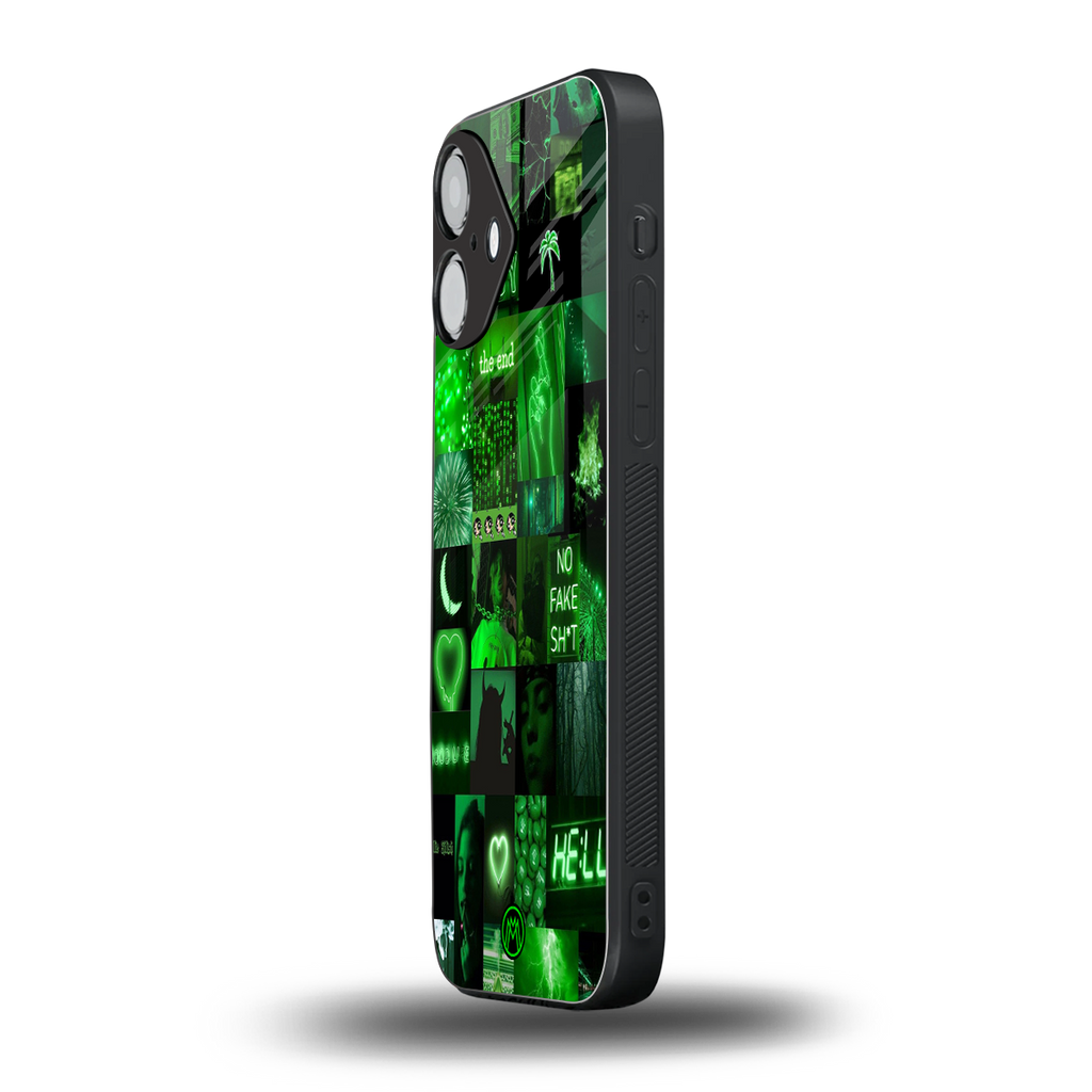 black green aesthetic collage back phone cover | glass case for iphone 16