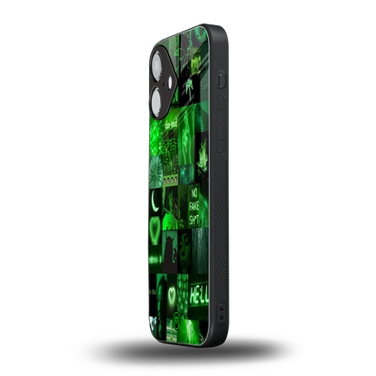 black green aesthetic collage back phone cover | glass case for iphone 16