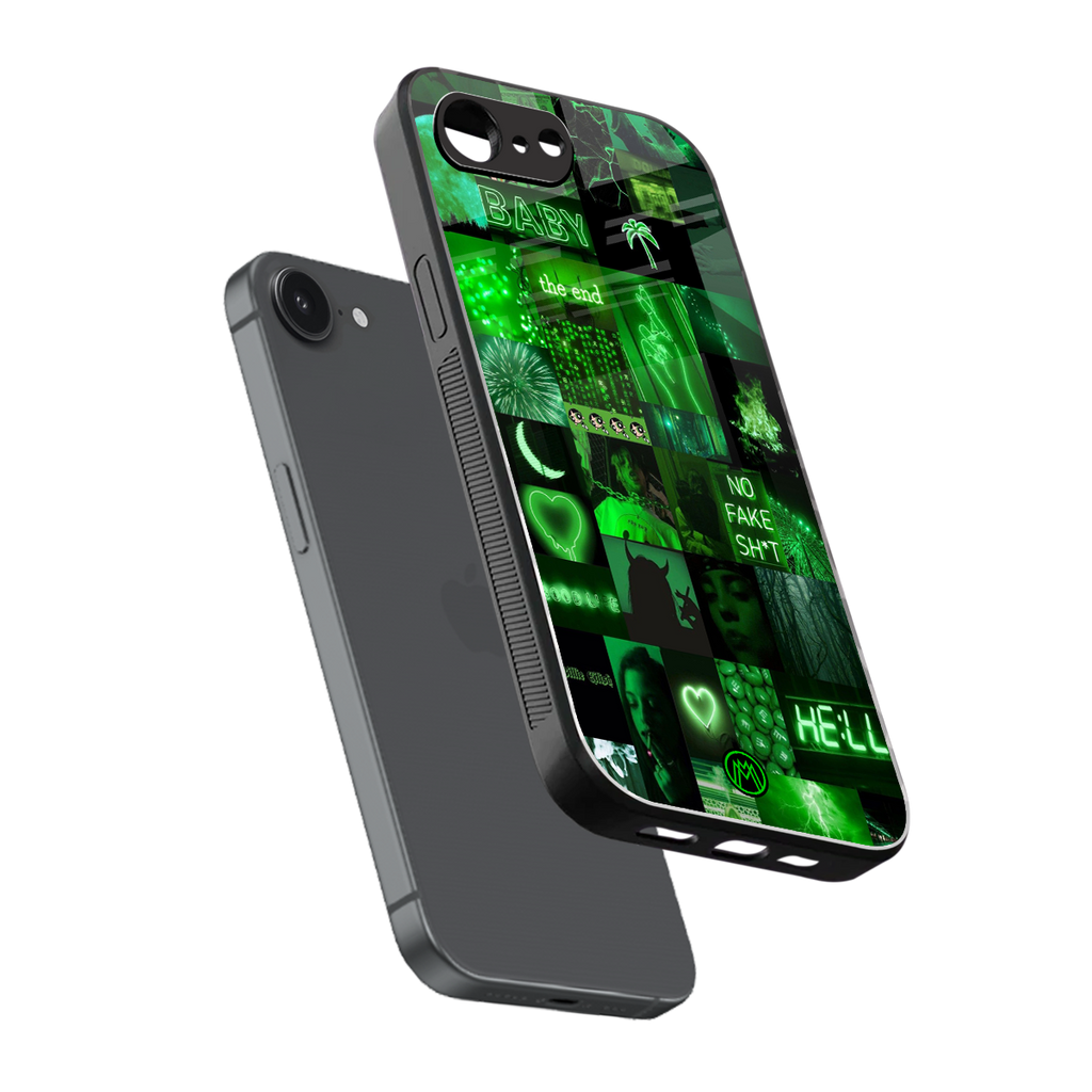 black green aesthetic collage back phone cover | glass case for iphone 16e