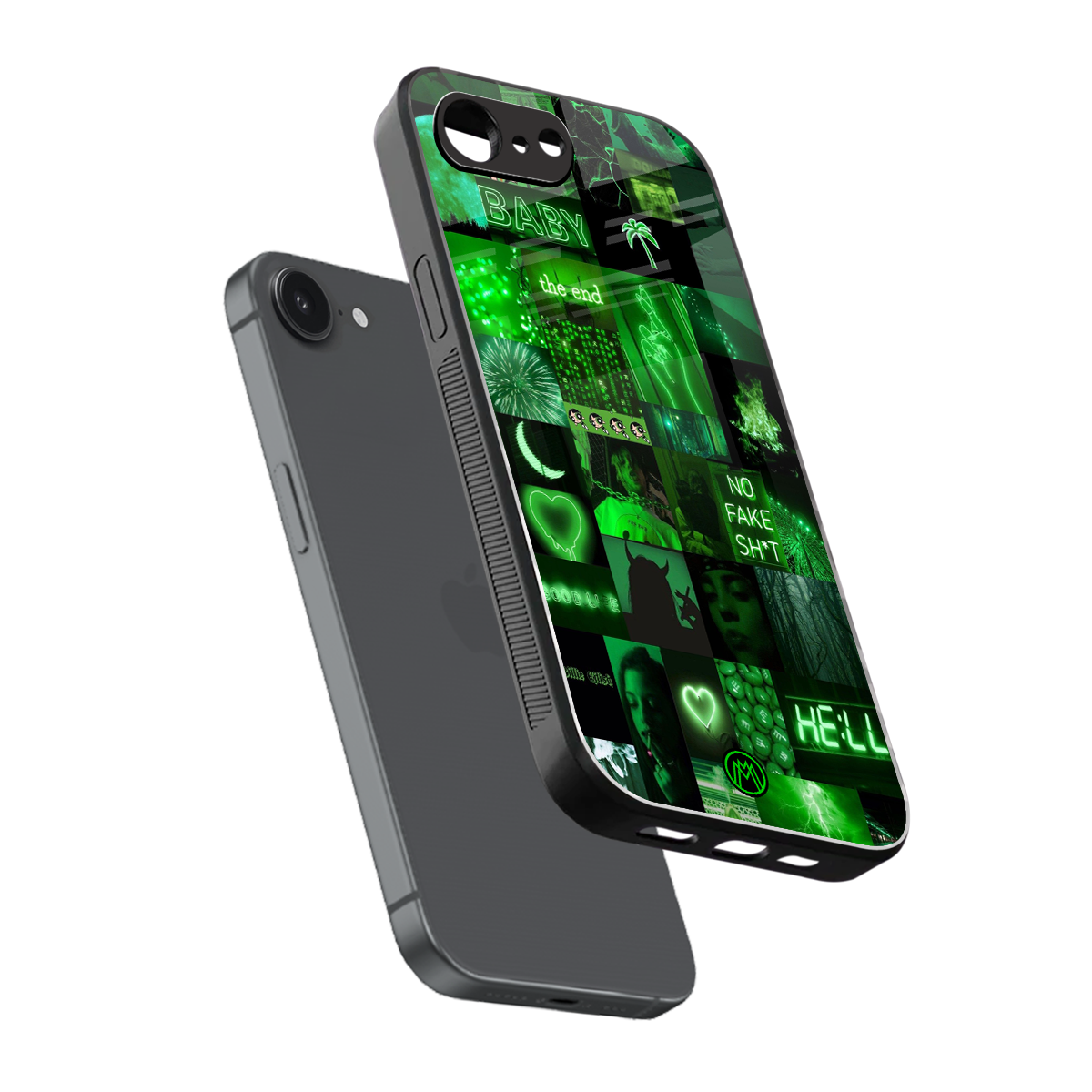 black green aesthetic collage back phone cover | glass case for iphone 16e