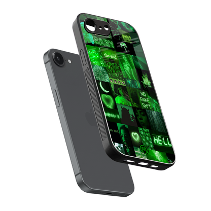 black green aesthetic collage back phone cover | glass case for iphone 16e