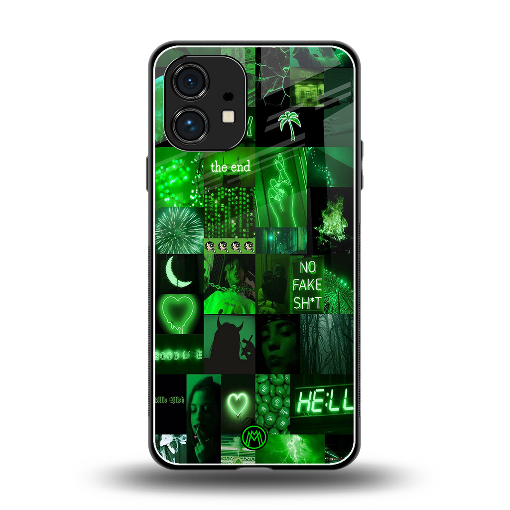black green aesthetic collage back phone cover | glass case for nothing phone 1
