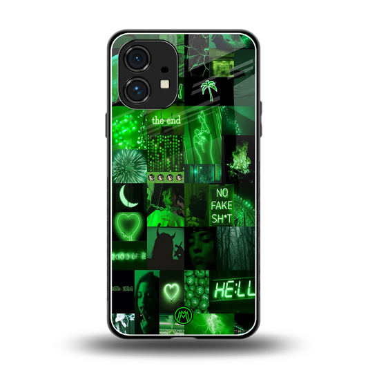 black green aesthetic collage back phone cover | glass case for nothing phone 1