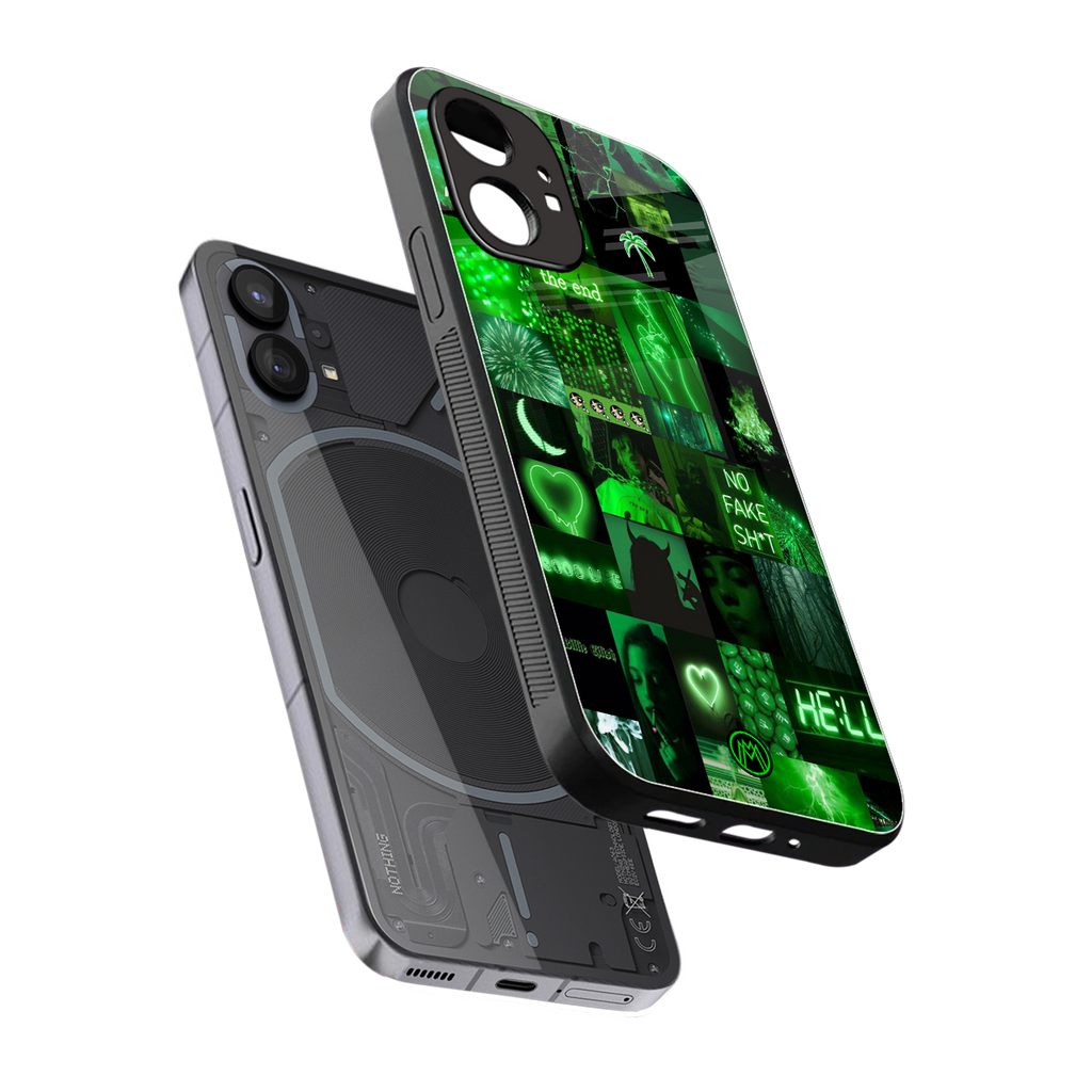 black green aesthetic collage back phone cover | glass case for nothing phone 1