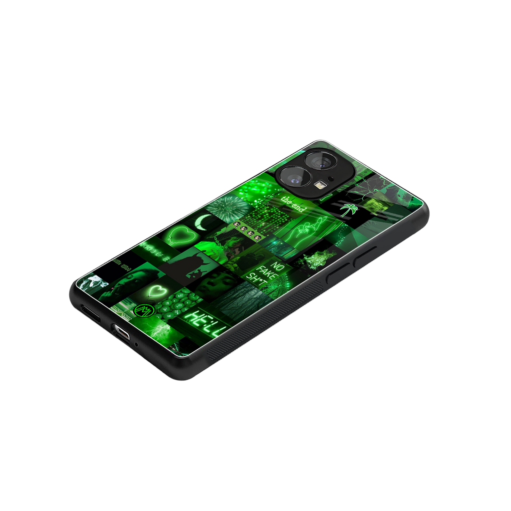 black green aesthetic collage back phone cover | glass case for nothing phone 1