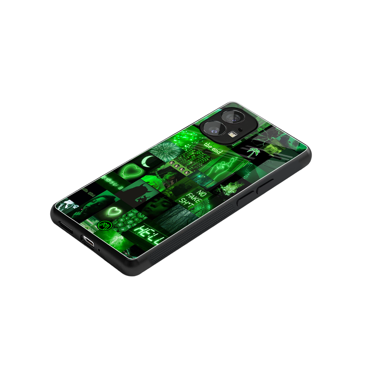 black green aesthetic collage back phone cover | glass case for nothing phone 1