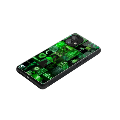 black green aesthetic collage back phone cover | glass case for nothing phone 1