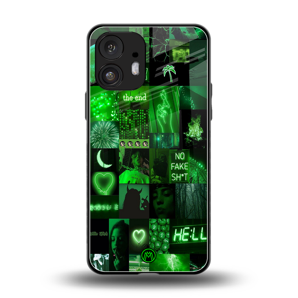 black green aesthetic collage back phone cover | glass case for nothing phone 2