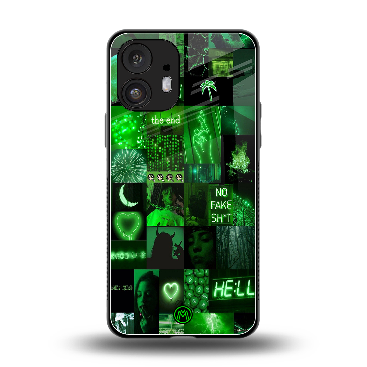 black green aesthetic collage back phone cover | glass case for nothing phone 2