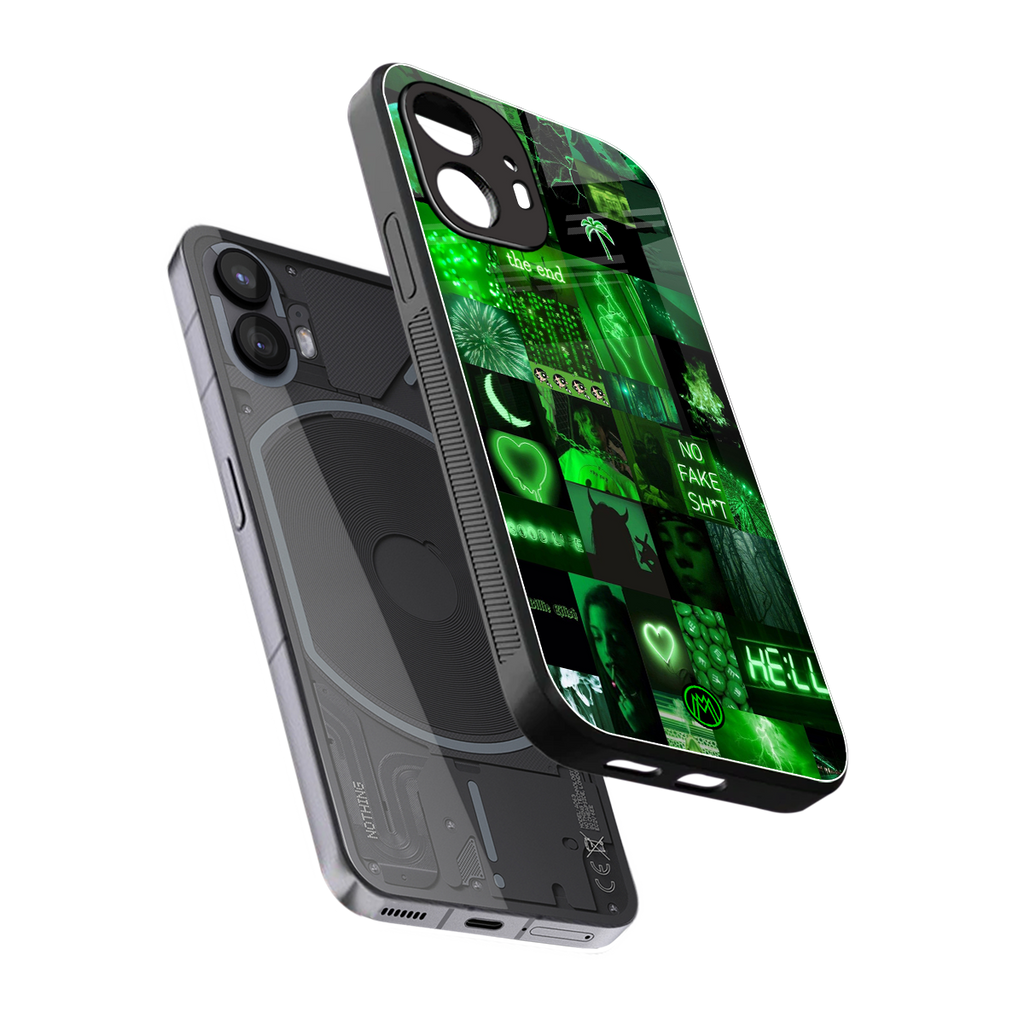 black green aesthetic collage back phone cover | glass case for nothing phone 2