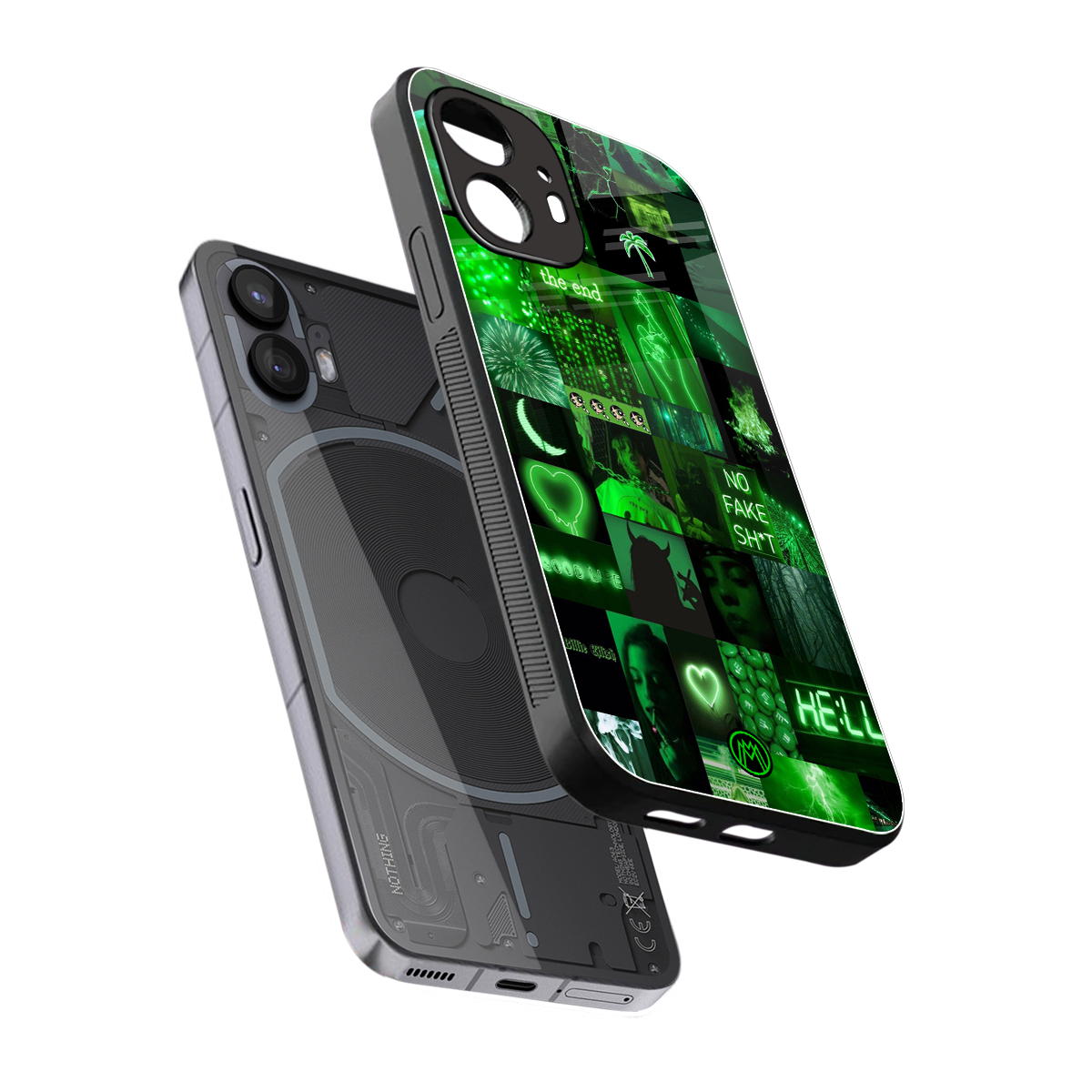 black green aesthetic collage back phone cover | glass case for nothing phone 2