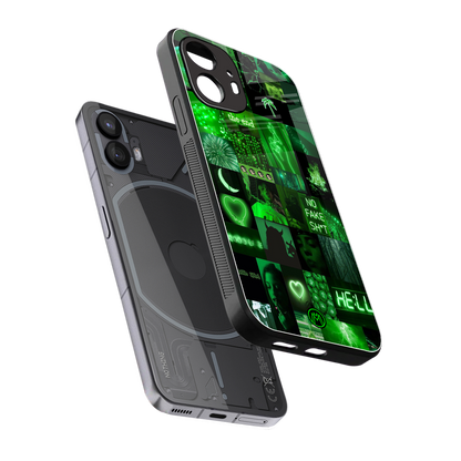 black green aesthetic collage back phone cover | glass case for nothing phone 2