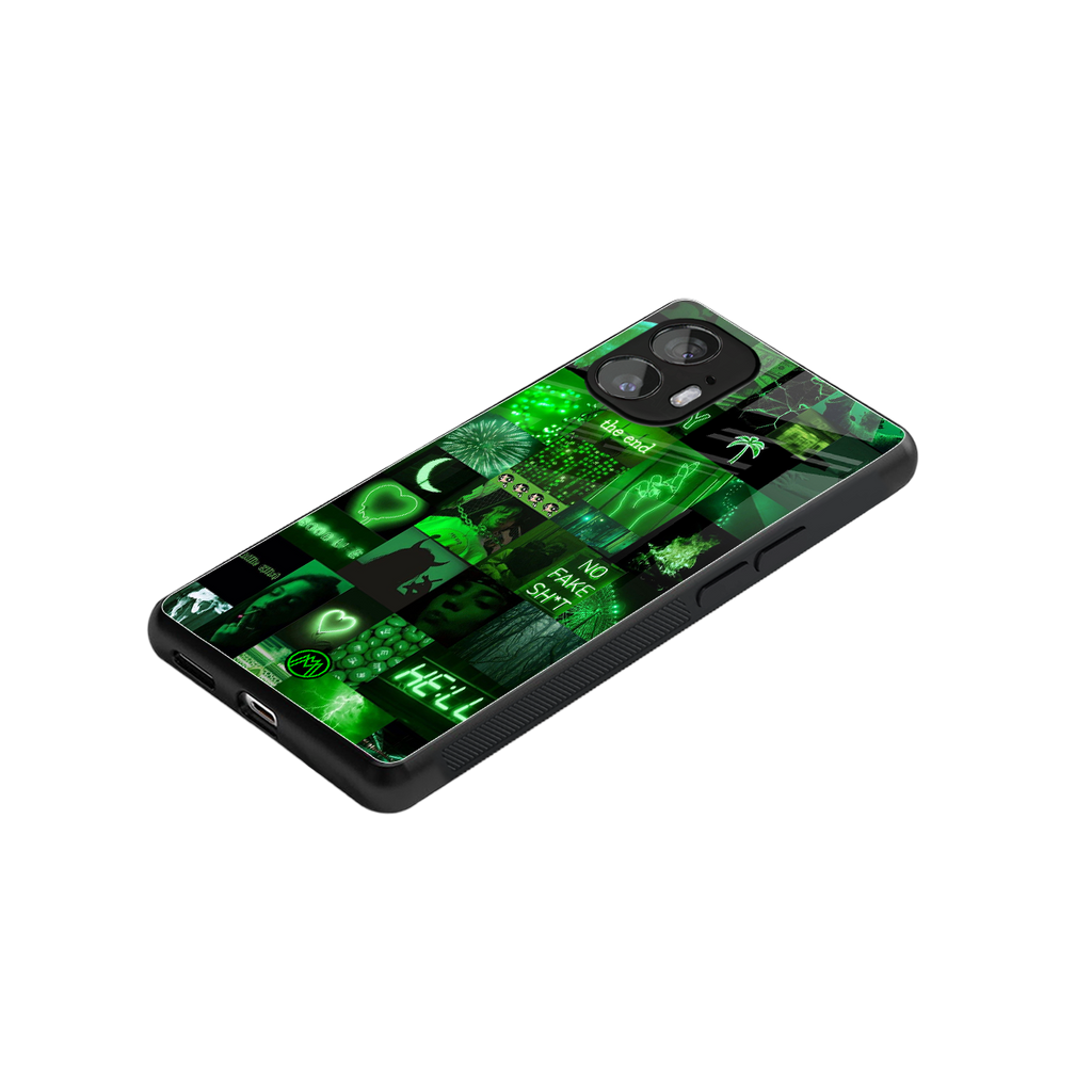 black green aesthetic collage back phone cover | glass case for nothing phone 2