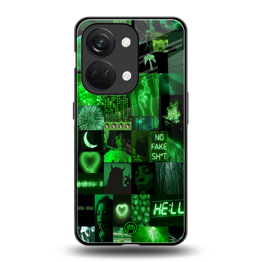 black green aesthetic collage back phone cover | glass case for oneplus nord 3