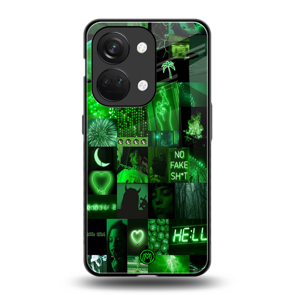 black green aesthetic collage back phone cover | glass case for oneplus nord 3
