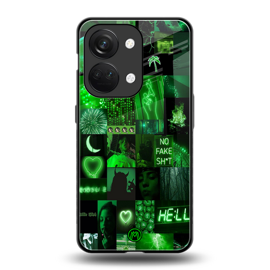 black green aesthetic collage back phone cover | glass case for oneplus nord 3