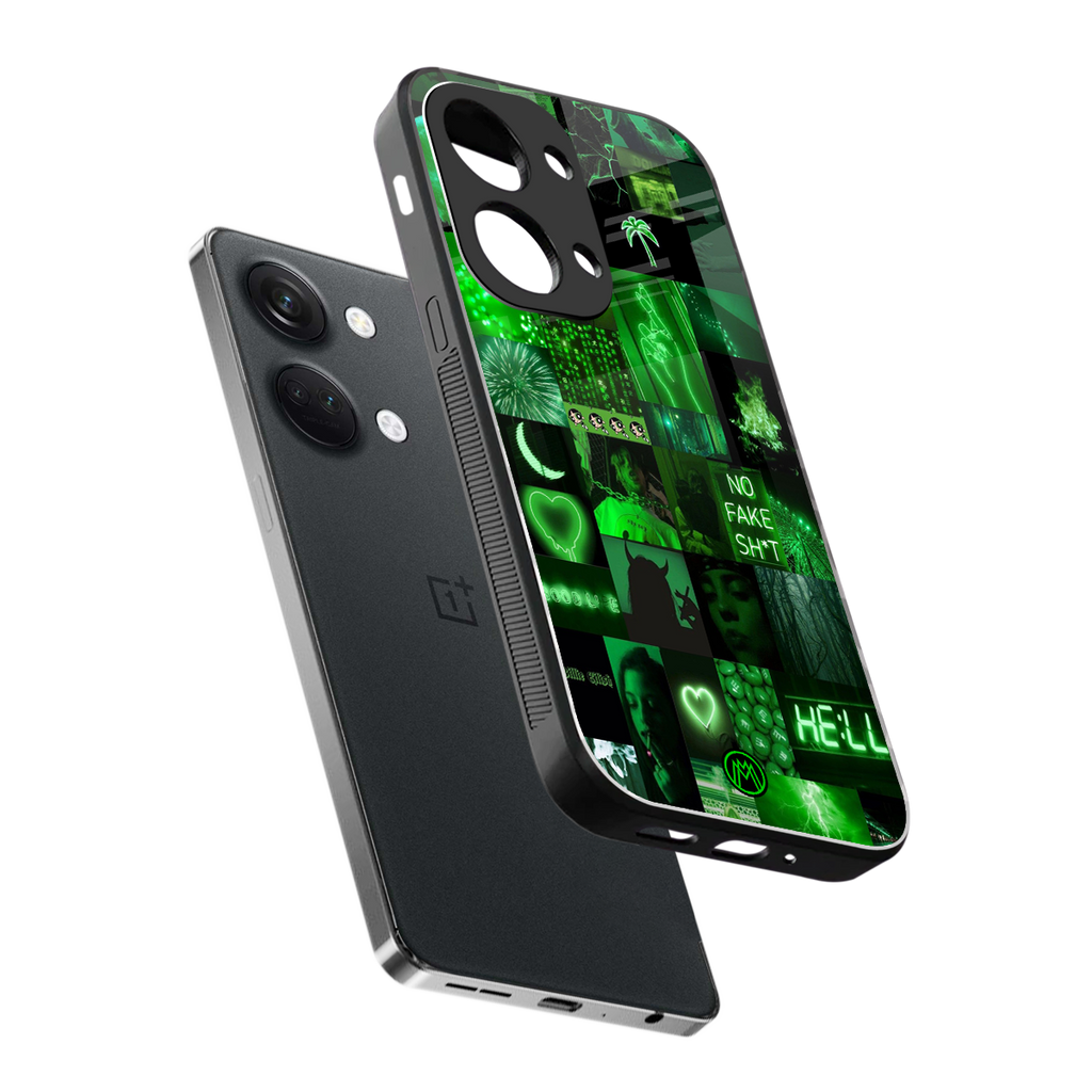 black green aesthetic collage back phone cover | glass case for oneplus nord 3