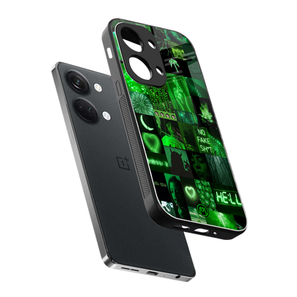 black green aesthetic collage back phone cover | glass case for oneplus nord 3