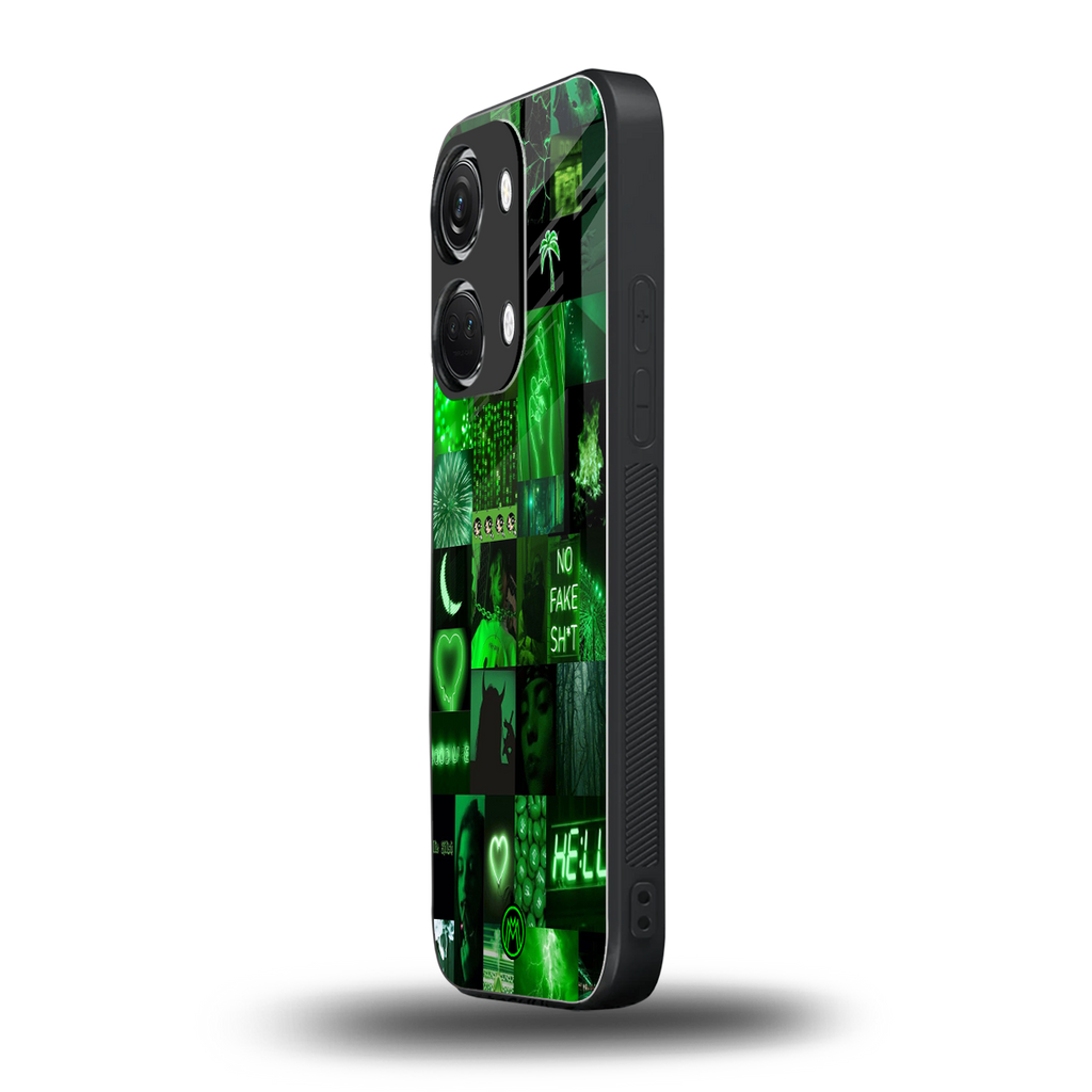 black green aesthetic collage back phone cover | glass case for oneplus nord 3