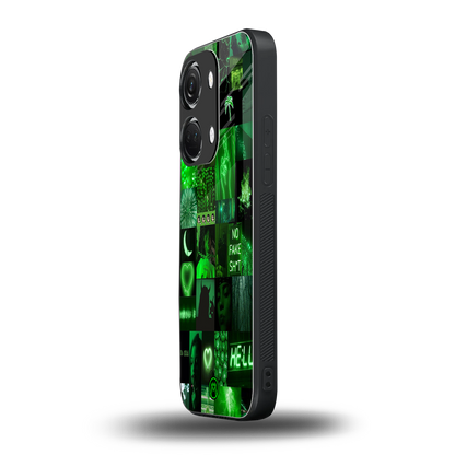 black green aesthetic collage back phone cover | glass case for oneplus nord 3