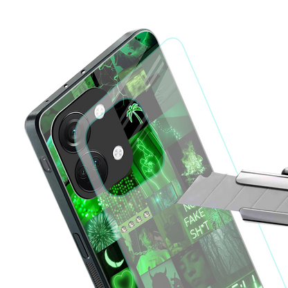black green aesthetic collage back phone cover | glass case for oneplus nord 3