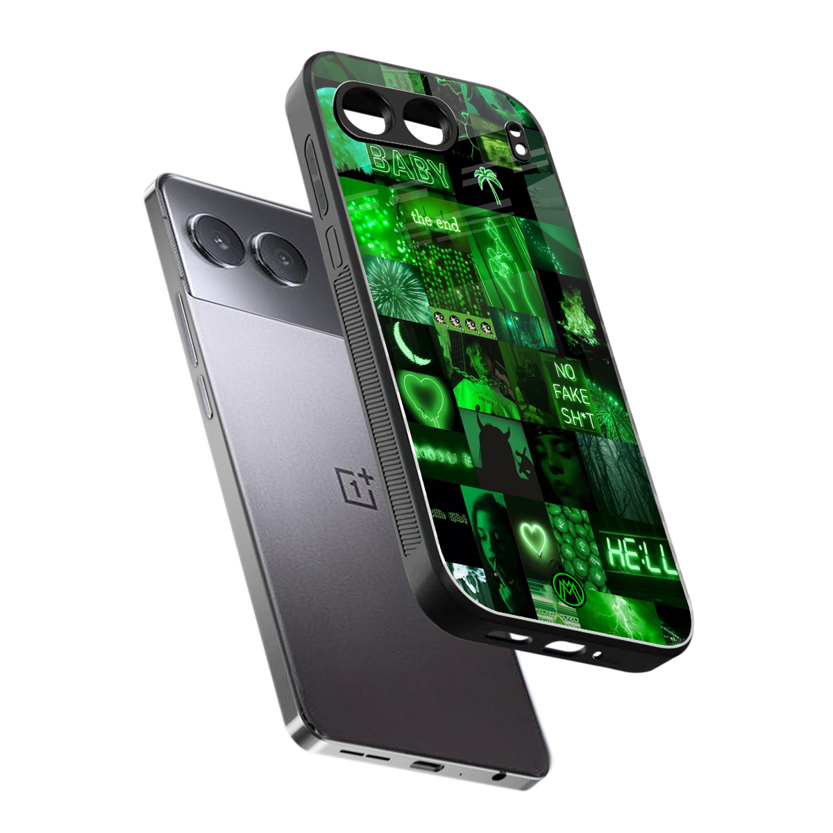 black green aesthetic collage back phone cover | glass case for oneplus nord 4