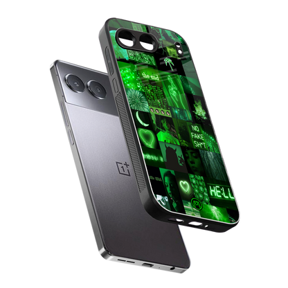 black green aesthetic collage back phone cover | glass case for oneplus nord 4