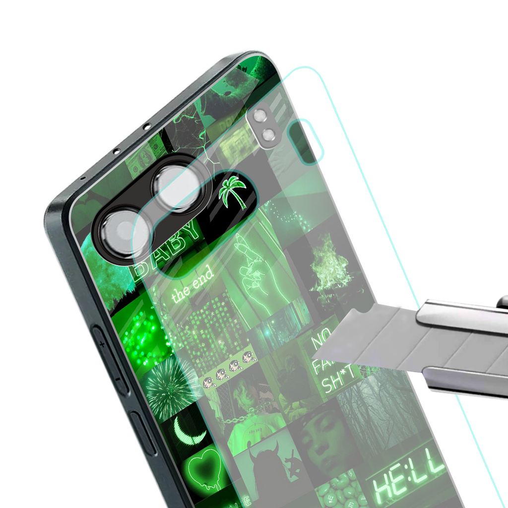 black green aesthetic collage back phone cover | glass case for oneplus nord 4