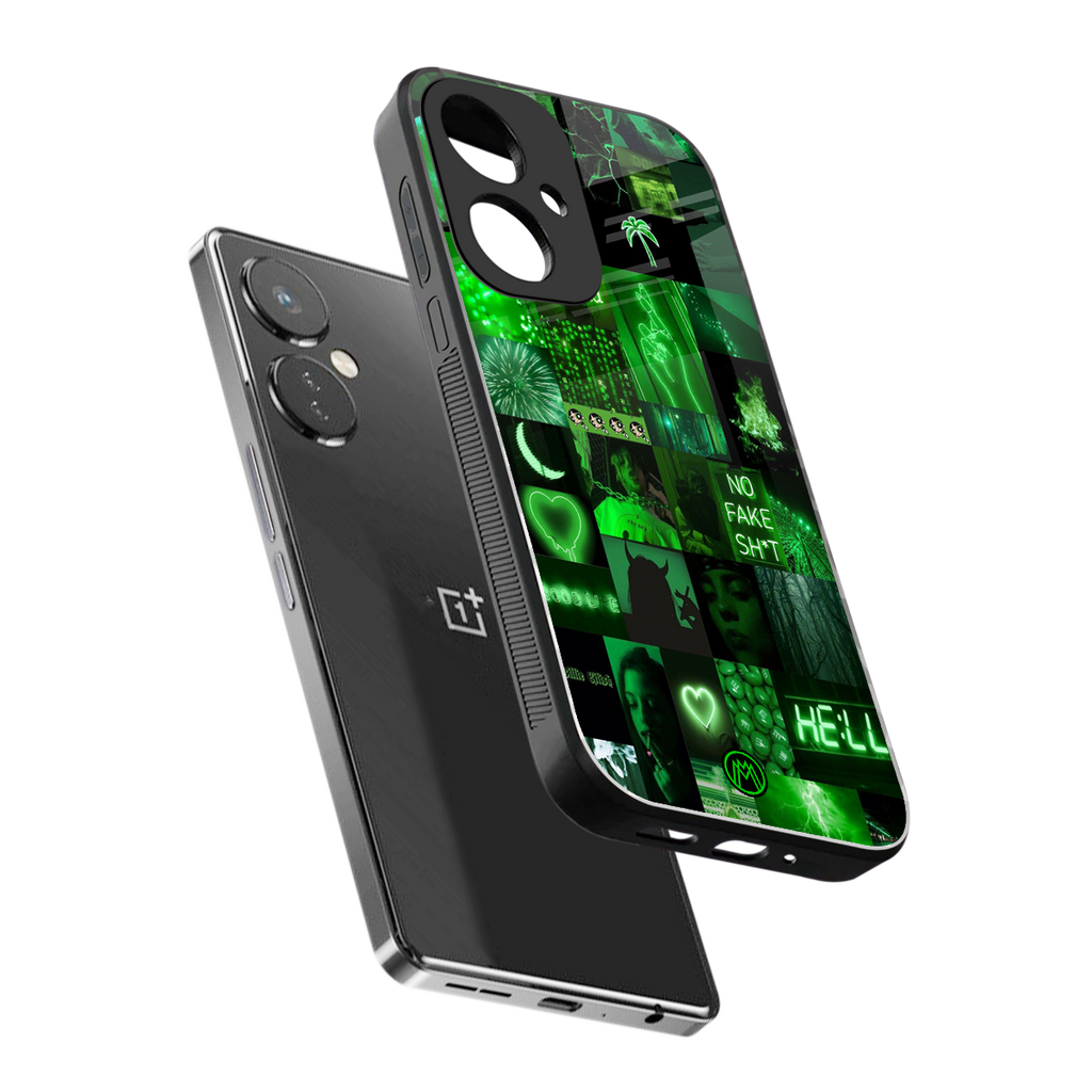 black green aesthetic collage back phone cover | glass case for oneplus nord ce 3