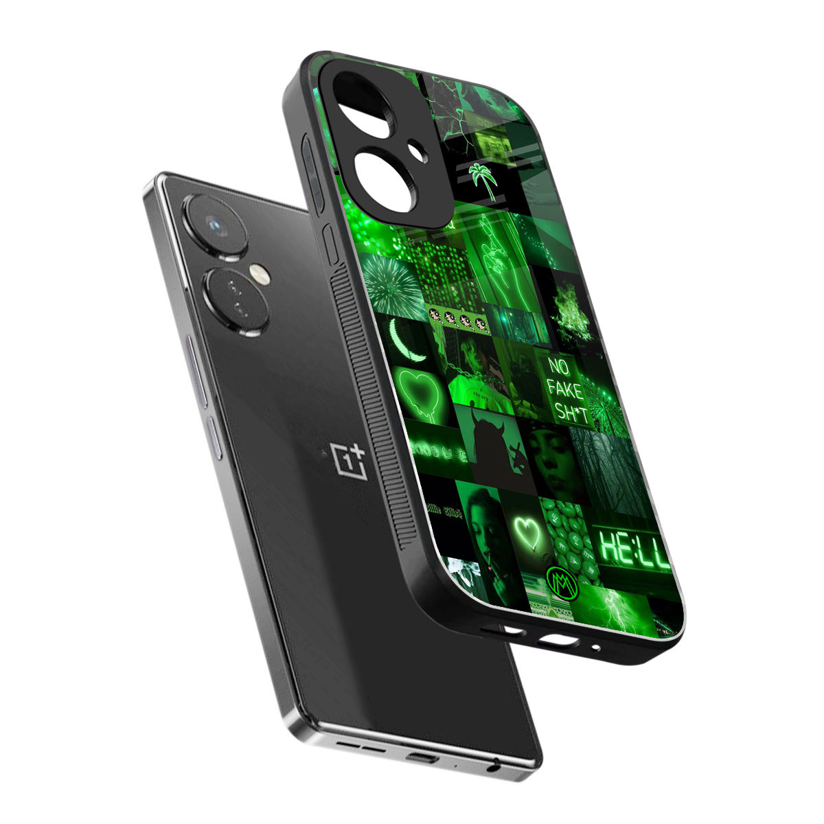 black green aesthetic collage back phone cover | glass case for oneplus nord ce 3