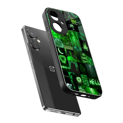black green aesthetic collage back phone cover | glass case for oneplus nord ce 3