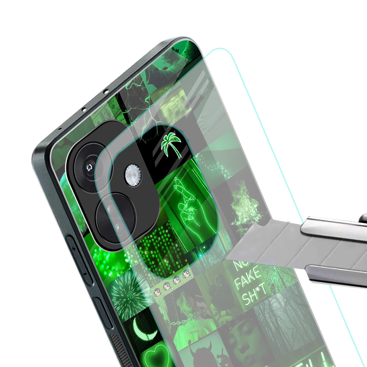 black green aesthetic collage back phone cover | glass case for oneplus nord ce 3