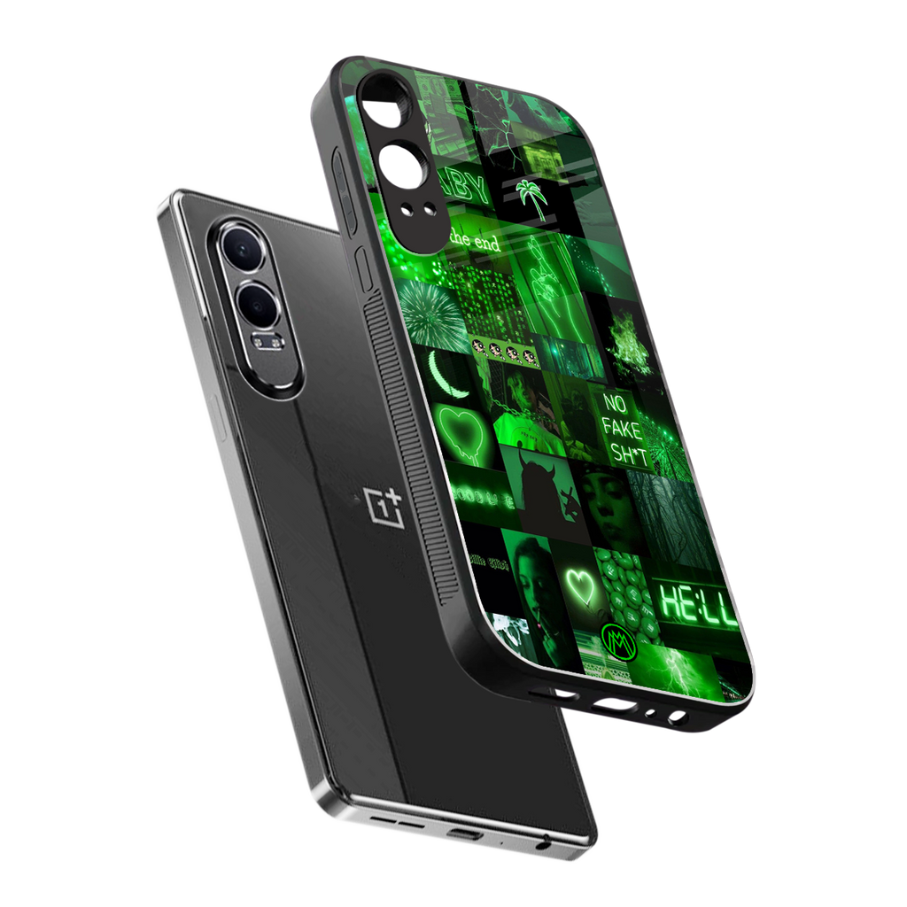 black green aesthetic collage back phone cover | glass case for oneplus nord ce 4 lite