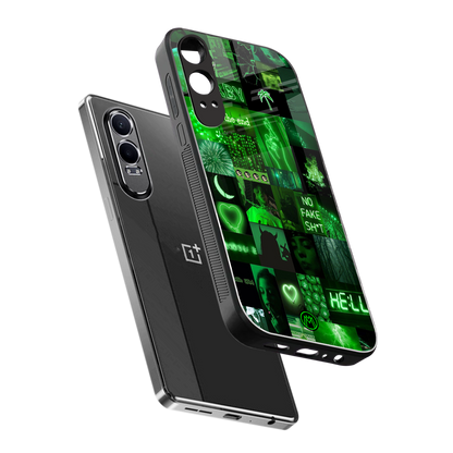 black green aesthetic collage back phone cover | glass case for oneplus nord ce 4 lite