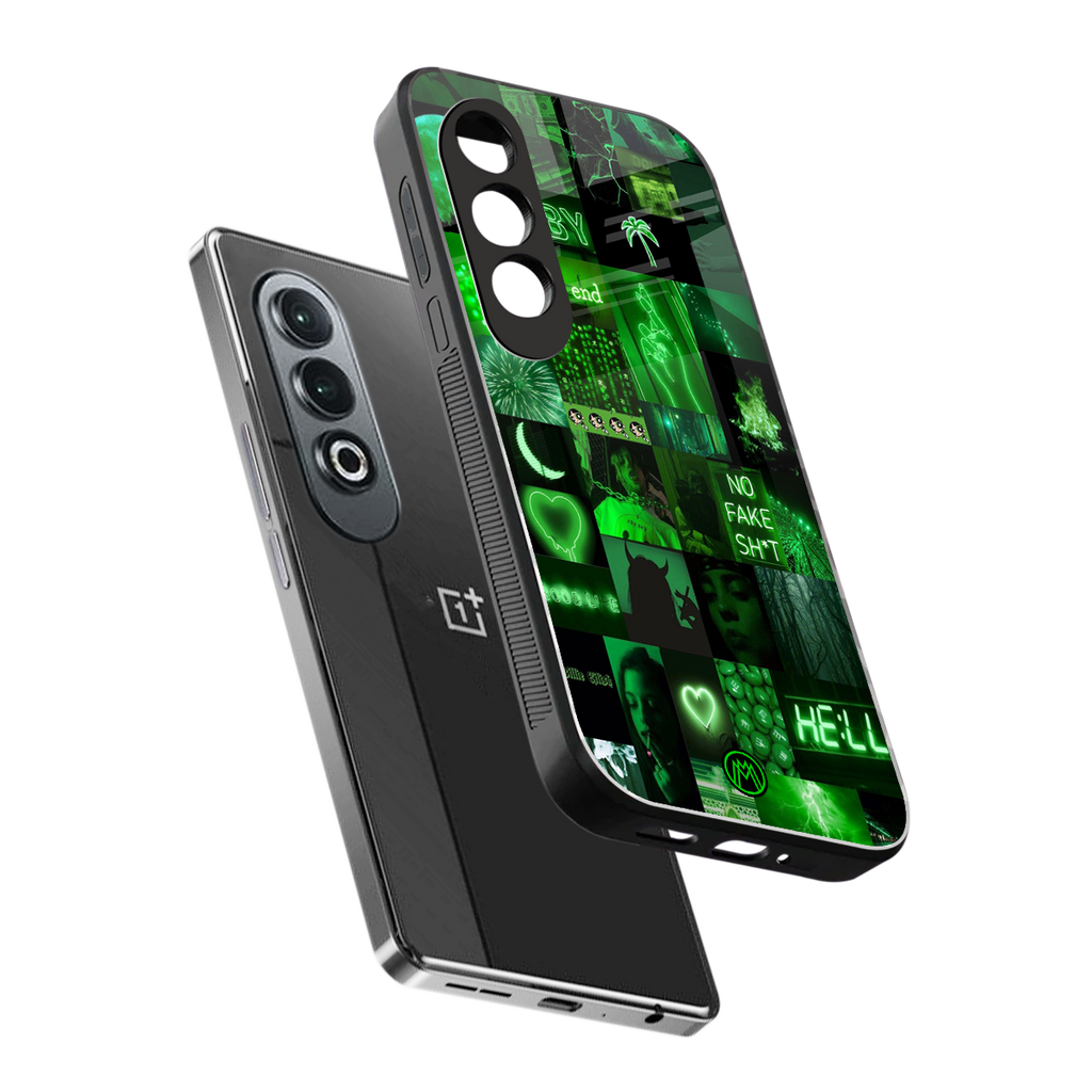 black green aesthetic collage back phone cover | glass case for oneplus nord ce 4