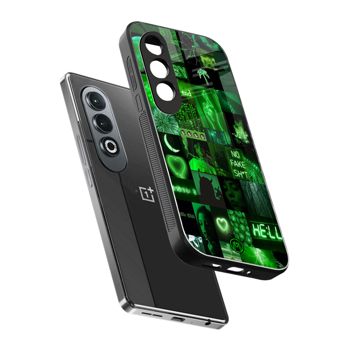 black green aesthetic collage back phone cover | glass case for oneplus nord ce 4