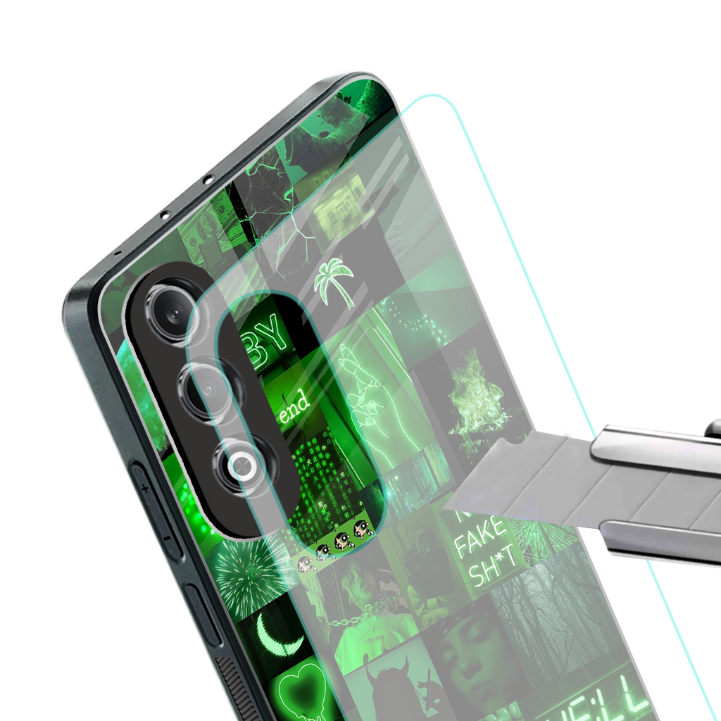 black green aesthetic collage back phone cover | glass case for oneplus nord ce 4