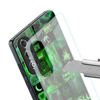black green aesthetic collage back phone cover | glass case for oneplus nord ce 4
