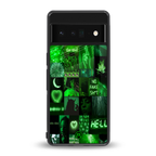 black green aesthetic collage back phone cover | glass case for google pixel 6 pro