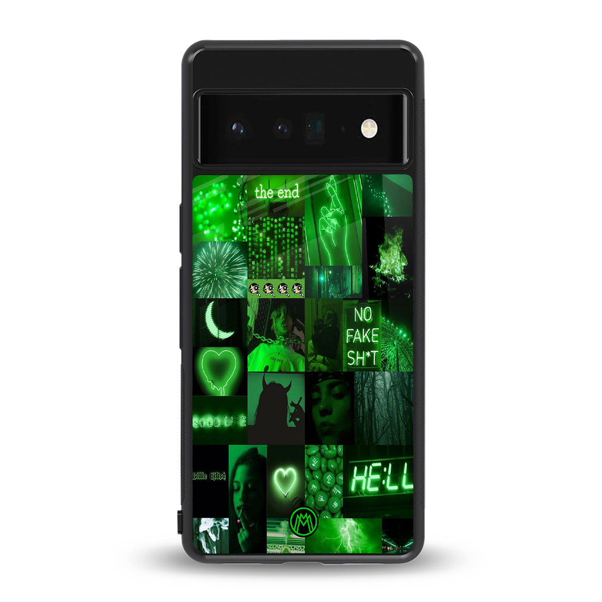 black green aesthetic collage back phone cover | glass case for google pixel 6 pro