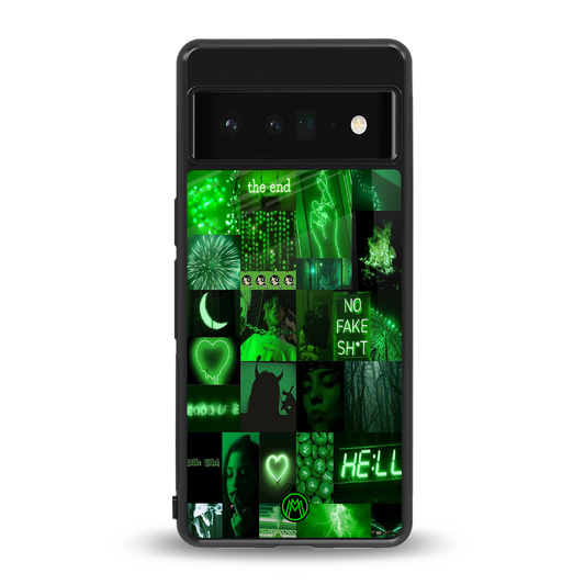 black green aesthetic collage back phone cover | glass case for google pixel 6 pro