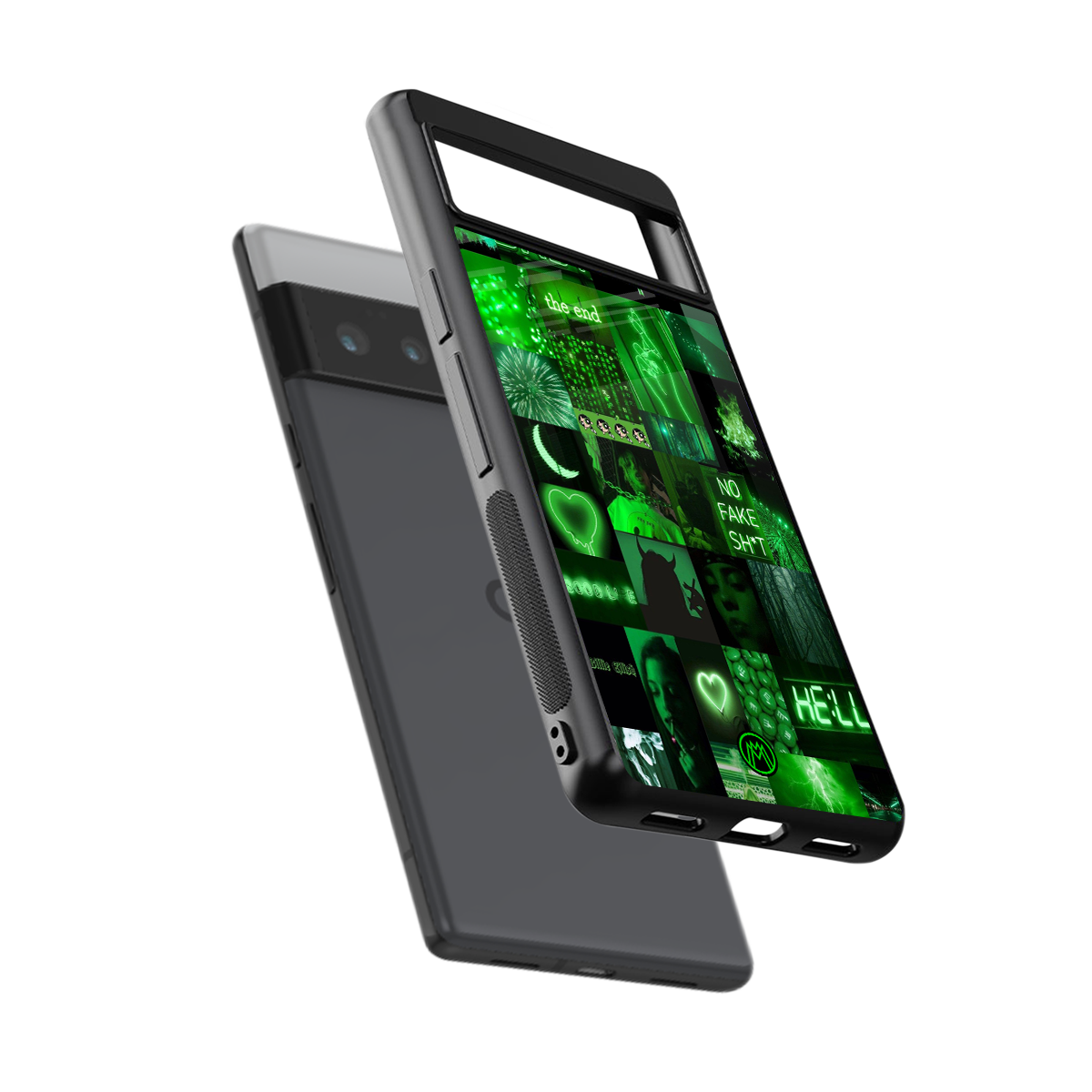 black green aesthetic collage back phone cover | glass case for google pixel 6 pro