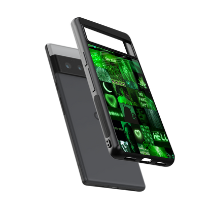 black green aesthetic collage back phone cover | glass case for google pixel 6 pro