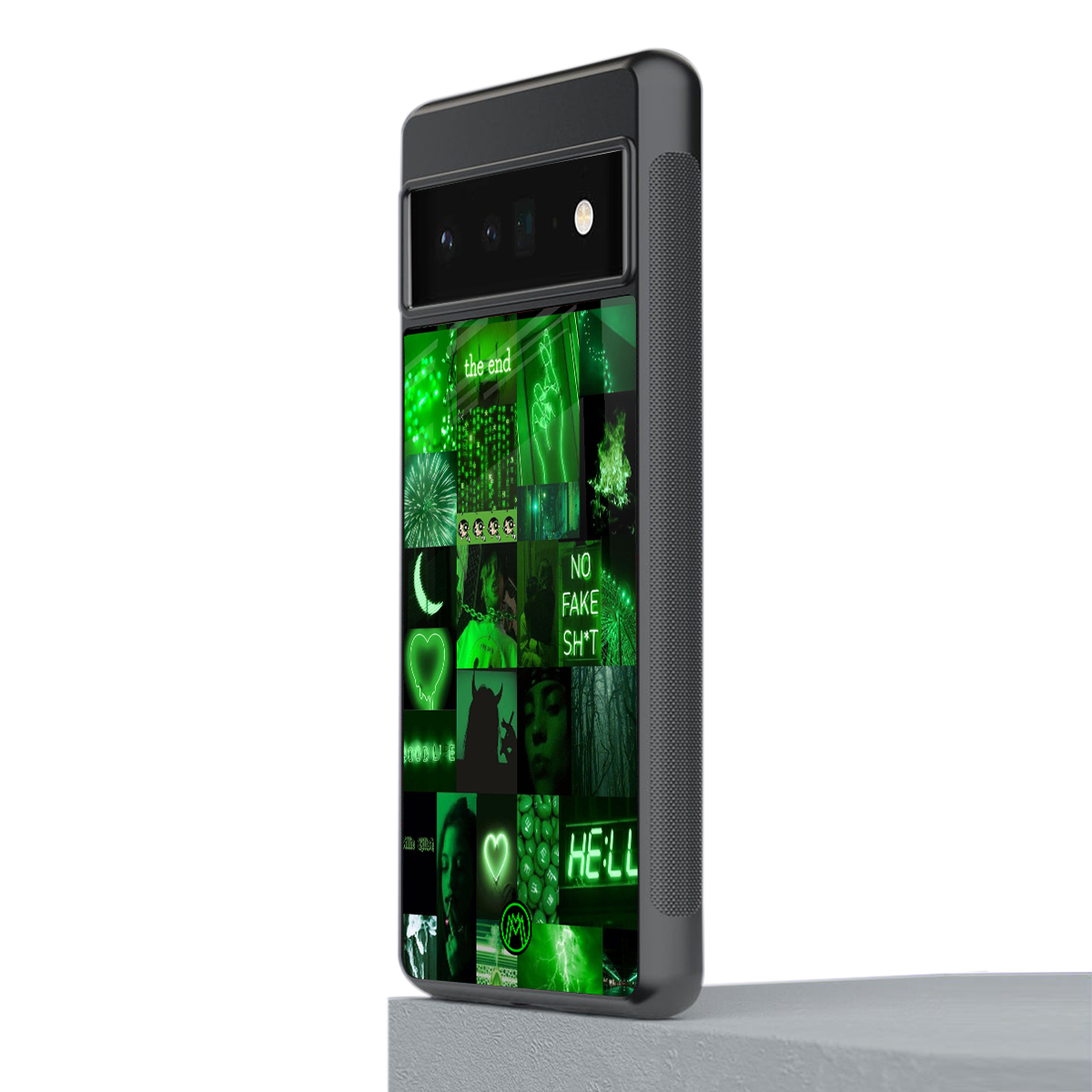 black green aesthetic collage back phone cover | glass case for google pixel 6 pro